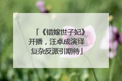 《错嫁世子妃》开播，汪卓成演绎复杂反派引期待