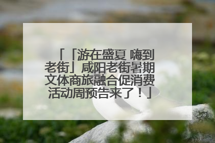 「游在盛夏 嗨到老街」咸阳老街暑期文体商旅融合促消费活动周预告来了！