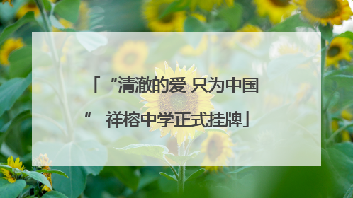 “清澈的爱 只为中国” 祥榕中学正式挂牌