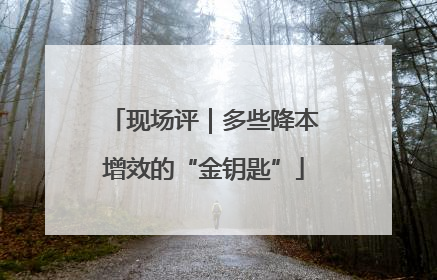 现场评｜多些降本增效的“金钥匙”