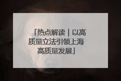 热点解读｜以高质量立法引领上海高质量发展