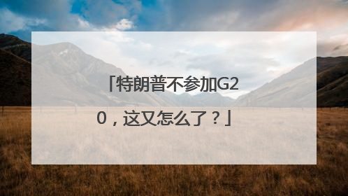 特朗普不参加G20，这又怎么了？