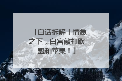 白话拆解丨情急之下，白宫敲打欧盟和苹果！
