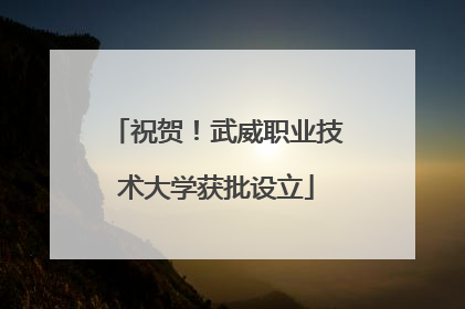 祝贺！武威职业技术大学获批设立