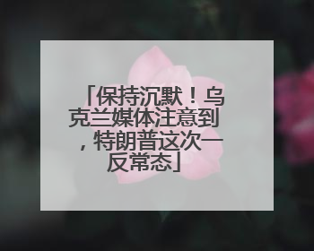 保持沉默！乌克兰媒体注意到，特朗普这次一反常态