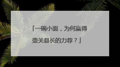 一碗小面，为何赢得壶关县长的力荐？
