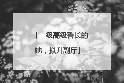 一级高级警长的她，拟升副厅