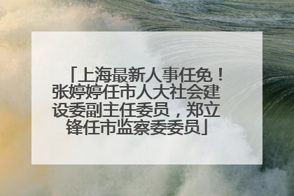 上海最新人事任免！张婷婷任市人大社会建设委副主任委员，郑立锋任市监察委委员
