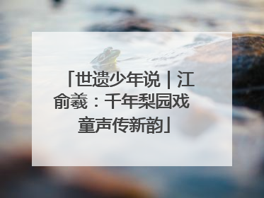 世遗少年说｜江俞羲：千年梨园戏 童声传新韵