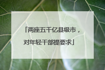 两座五千亿县级市，对年轻干部提要求