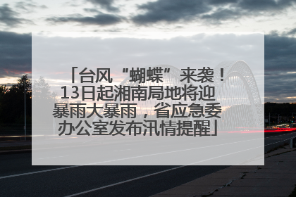 台风“蝴蝶”来袭！13日起湘南局地将迎暴雨大暴雨，省应急委办公室发布汛情提醒