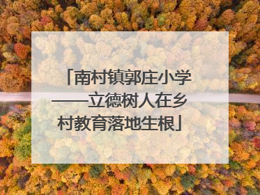 南村镇郭庄小学——立德树人在乡村教育落地生根