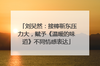 刘昊然：接棒靳东压力大，赋予《温暖的味道》不同情感表达