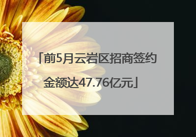 前5月云岩区招商签约金额达47.76亿元