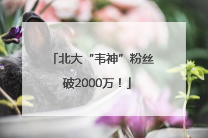 北大“韦神”粉丝破2000万！