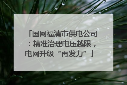 国网福清市供电公司：精准治理电压越限，电网升级“再发力”