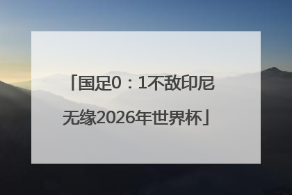 国足0：1不敌印尼 无缘2026年世界杯