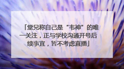 堂兄称自己是“韦神”的唯一关注，正与学校沟通开号后续事宜，暂不考虑直播