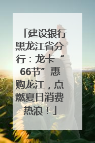 建设银行黑龙江省分行：龙卡“66节”惠购龙江，点燃夏日消费热浪！