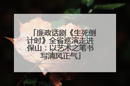 廉政话剧《生死倒计时》全省巡演走进保山：以艺术之笔书写清风正气