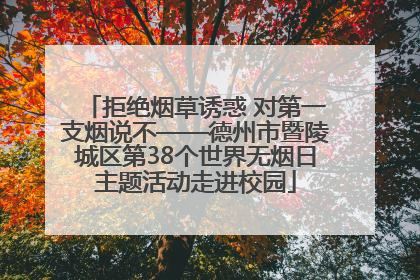 拒绝烟草诱惑 对第一支烟说不——德州市暨陵城区第38个世界无烟日主题活动走进校园