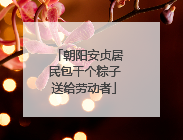 朝阳安贞居民包千个粽子送给劳动者