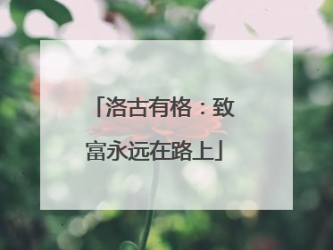 洛古有格：致富永远在路上