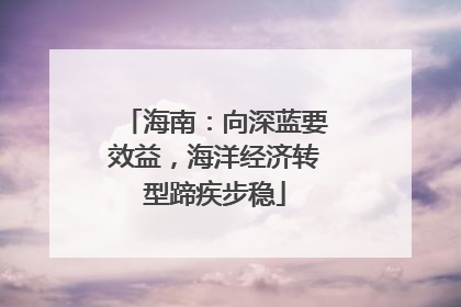 海南：向深蓝要效益，海洋经济转型蹄疾步稳