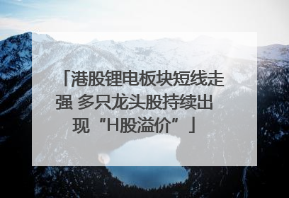 港股锂电板块短线走强 多只龙头股持续出现“H股溢价”