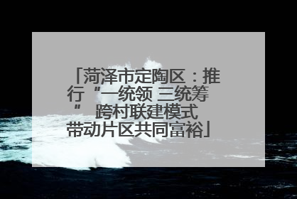 菏泽市定陶区：推行“一统领 三统筹” 跨村联建模式 带动片区共同富裕