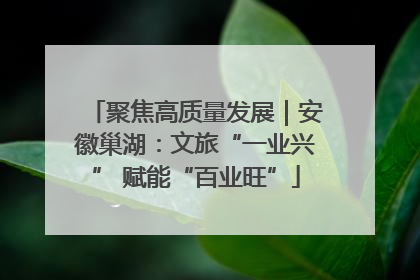 聚焦高质量发展｜安徽巢湖：文旅“一业兴” 赋能“百业旺”