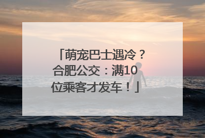 萌宠巴士遇冷？合肥公交：满10位乘客才发车！