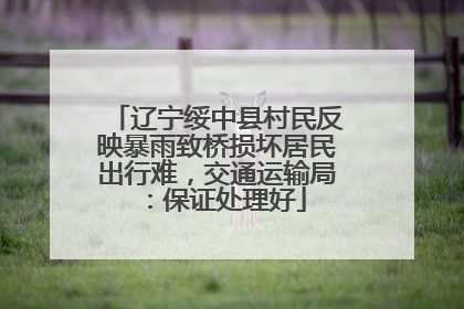 辽宁绥中县村民反映暴雨致桥损坏居民出行难，交通运输局：保证处理好