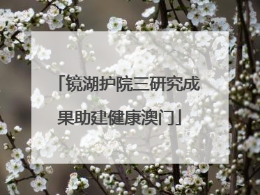 镜湖护院三研究成果助建健康澳门