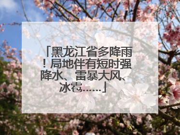 黑龙江省多降雨！局地伴有短时强降水、雷暴大风、冰雹……