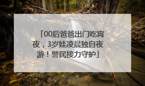 00后爸爸出门吃宵夜，3岁娃凌晨独自夜游！警民接力守护